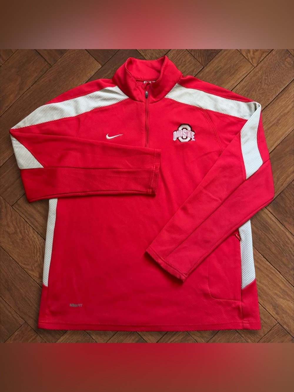Nike Dri-FIT Men's Medium Ohio State Buckeyes Red Gray 1/4 Zip Pullover
